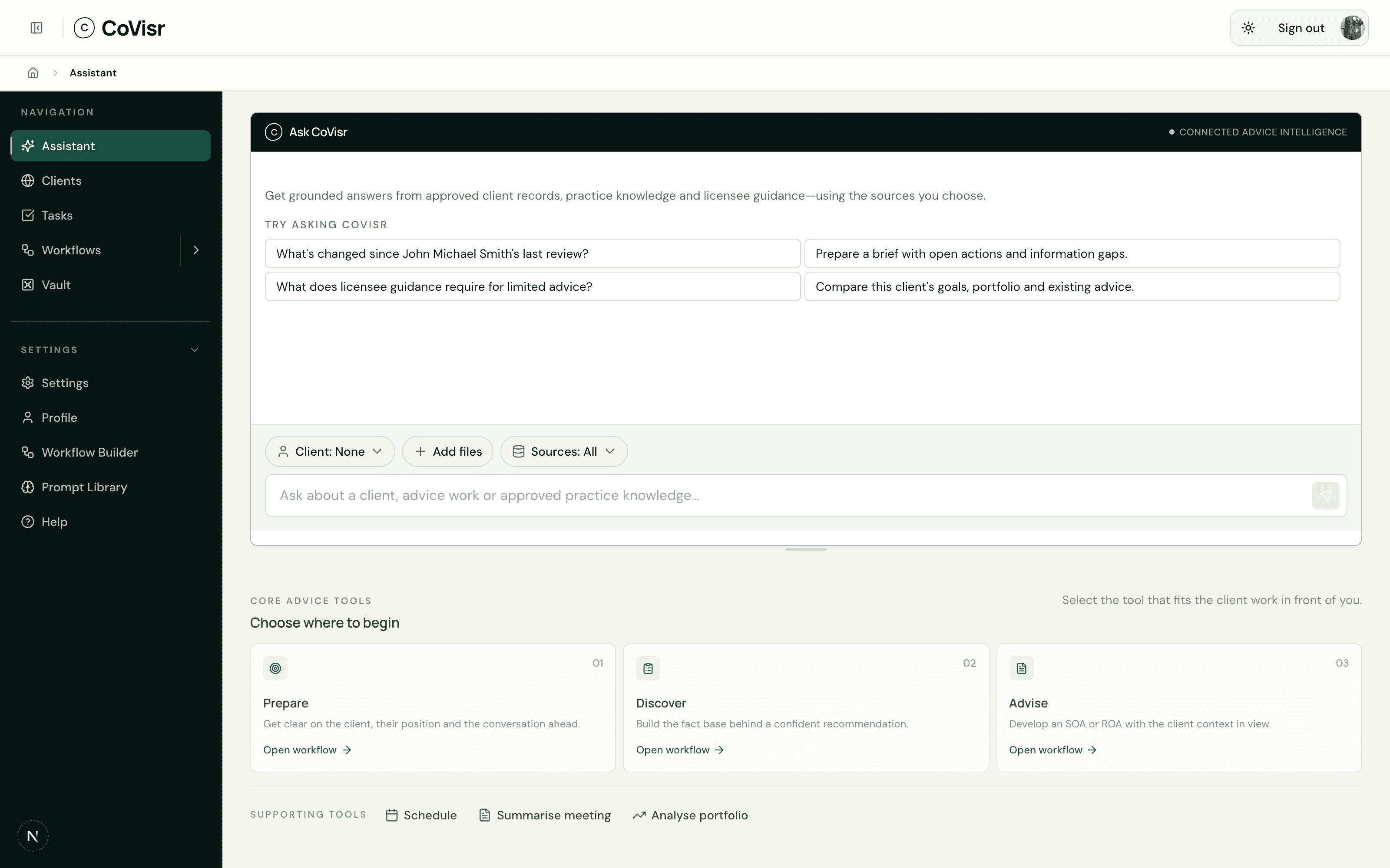CoVisr AI assistant screen