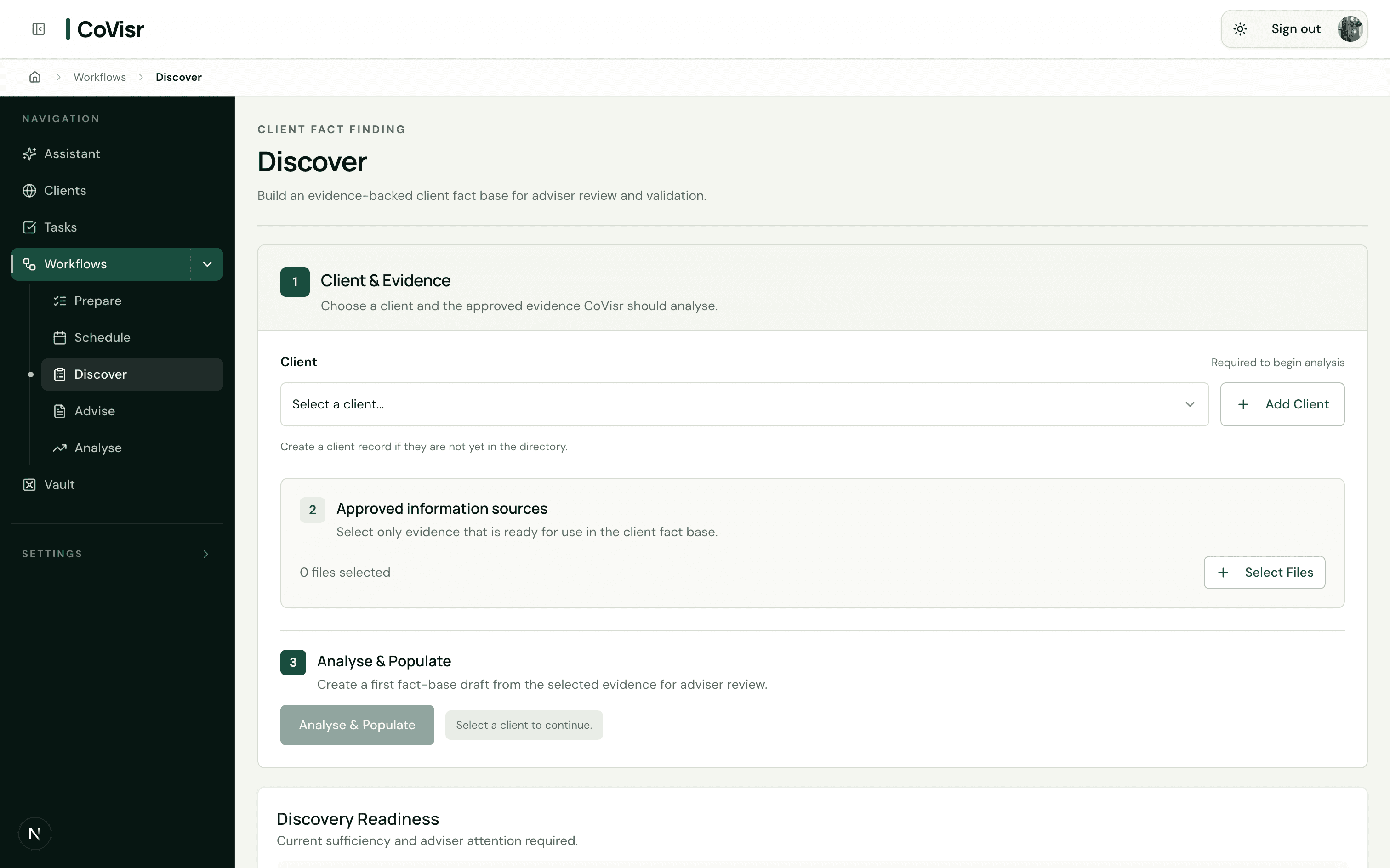CoVisr Client discovery screen